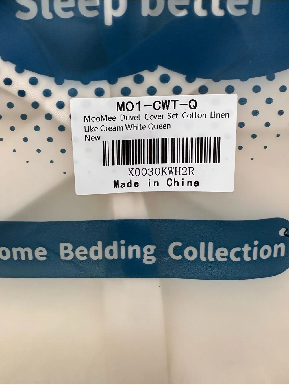 Moomee Sleep Better Duvet Cover 100% Cotton Linen Like Cream White Queen NEW